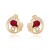Yellow Gold plated love square earrings with sparkling red and white zircon